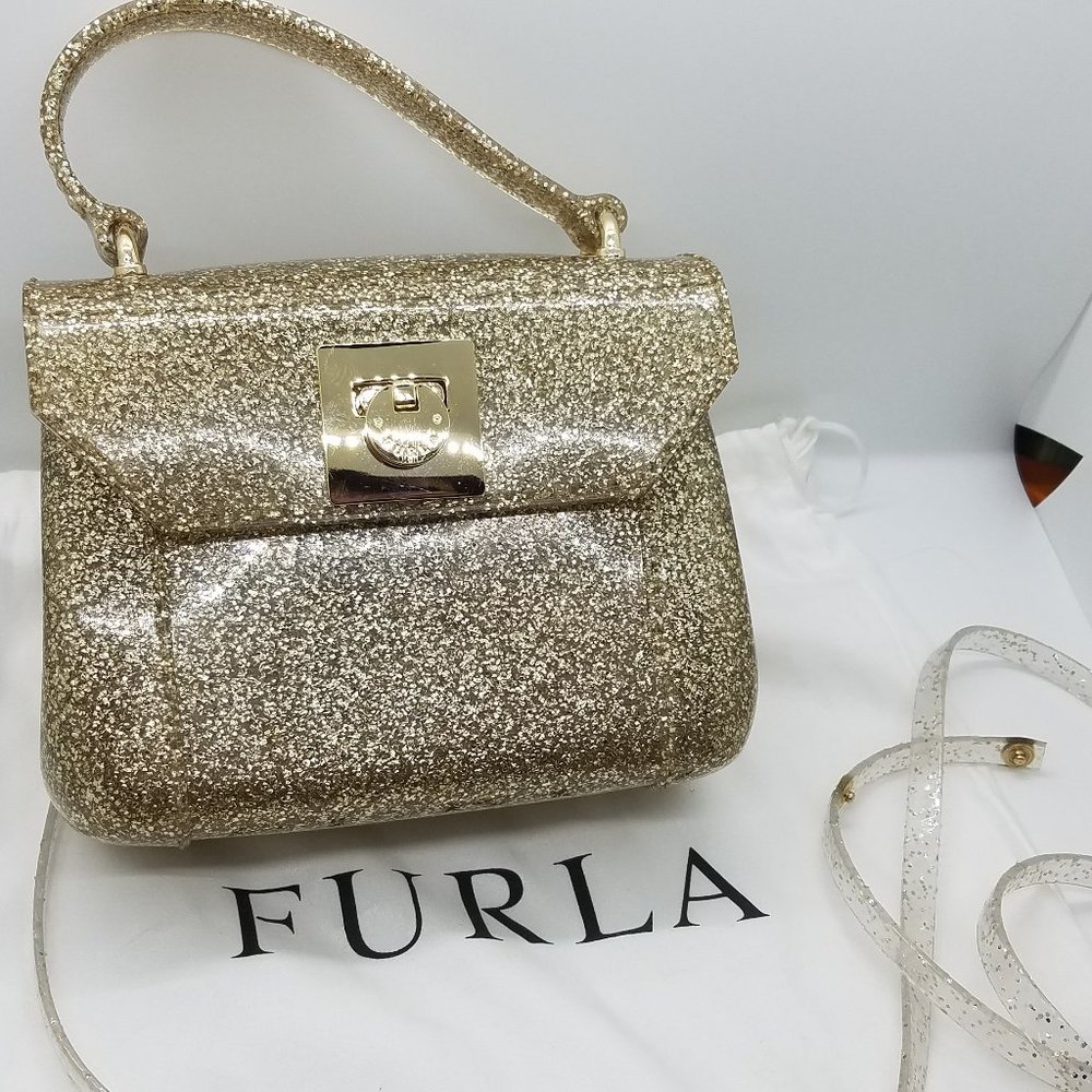 FURLA Candy Bag Jelly Gold Silver Glitter Glam